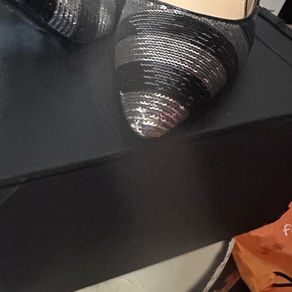 Black and silver heels